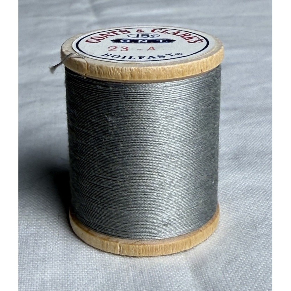 Vintage NEW Coats & Clark's 125 Yards #23-A Nu-Grey Gray Thread Wooden Spool